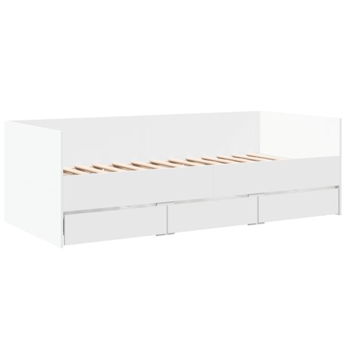 Dnevni krevet s ladicama bez madraca bijeli 90x200 cm - NOVO