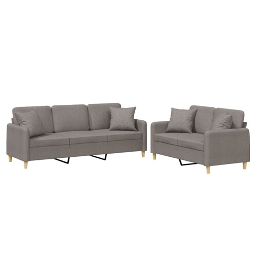 2-dijelni set sofa s jastucima smeđesivi od tkanine - NOVO
