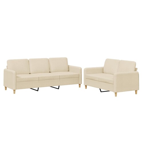 2-dijelni set sofa s jastucima krem od tkanine - NOVO