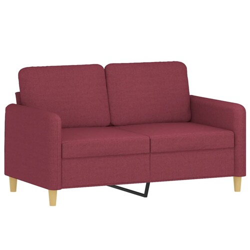 2-dijelni set sofa s jastucima crvena boja vina od tkanine - NOVO