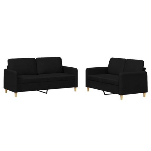 2-dijelni set sofa s jastucima crni od tkanine - NOVO