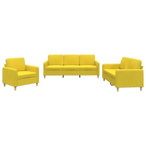 3-dijelni set sofa s jastucima svjetložuti od tkanine - NOVO