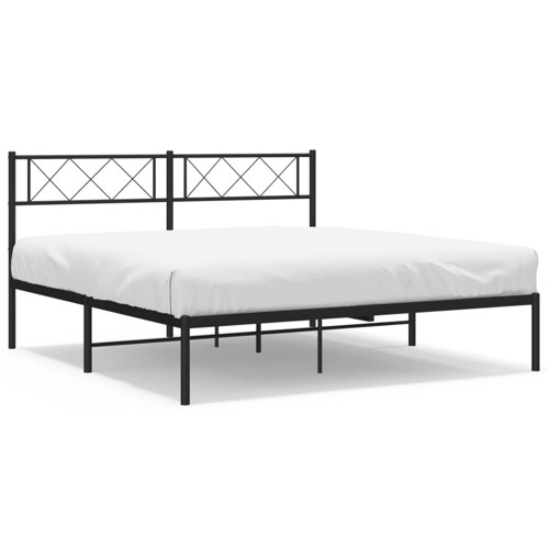 Metalni okvir za krevet s uzglavljem crni 160x200 cm - NOVO