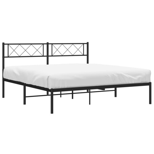 Metalni okvir za krevet s uzglavljem crni 160x200 cm - NOVO