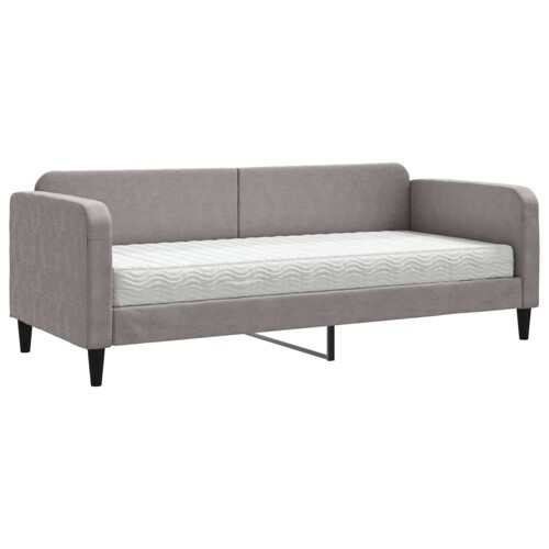 Dnevni krevet s madracem smeđesivi 80 x 200 cm od tkanine - NOVO