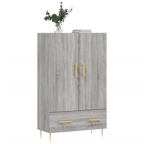 Visoka komoda siva boja hrasta 69,5x31x115 cm konstruirano drvo - NOVO