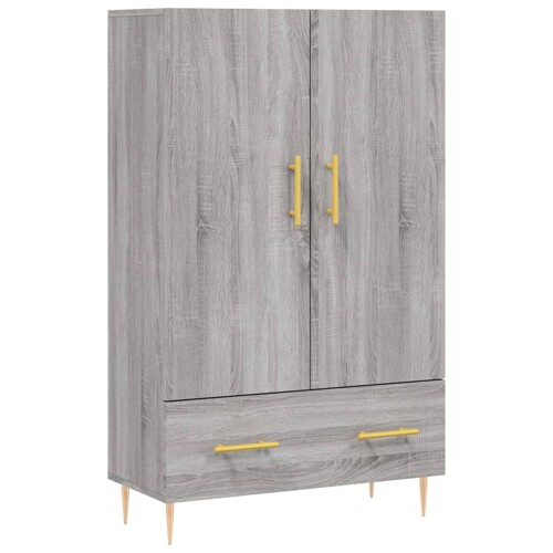 Visoka komoda siva boja hrasta 69,5x31x115 cm konstruirano drvo - NOVO