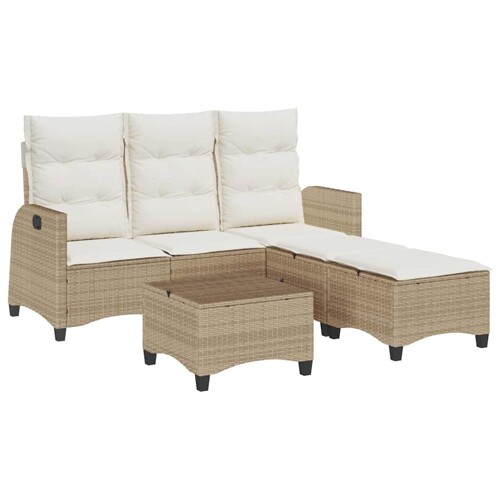 3-dijelni set vrtnih sofa od poliratana s jastucima bež L - NOVO