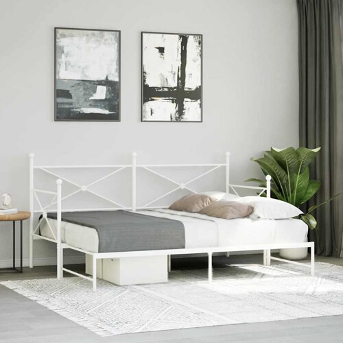 Krevet na rasklapanje bez madraca bijeli 75x190 cm čelik - NOVO
