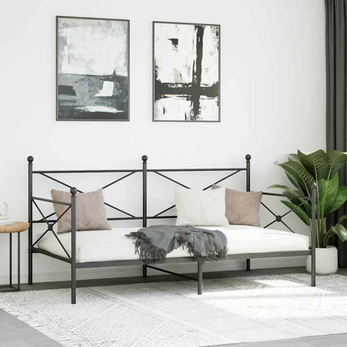 Dnevni krevet bez madraca crni 107x203 cm čelik - NOVO