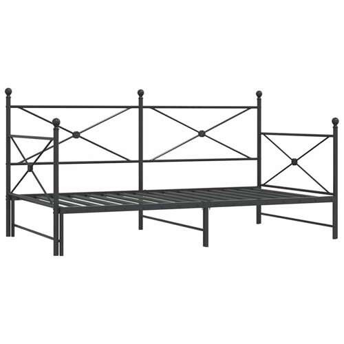 Krevet na rasklapanje bez madraca crni 107x203 cm čelik - NOVO