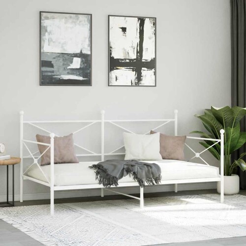 Dnevni krevet bez madraca bijeli 100x200 cm čelik - NOVO