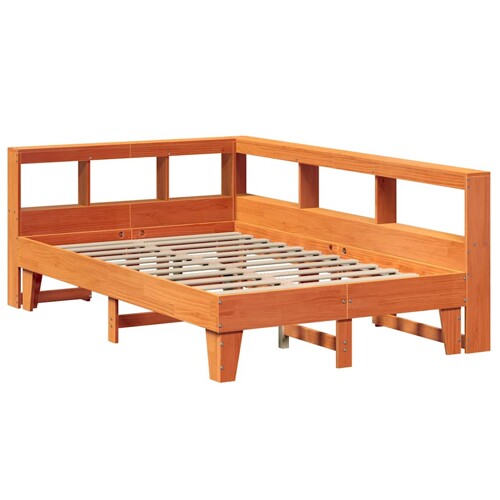 Krevet s regalom za knjige bez madraca 140 x 190 cm od borovine - NOVO