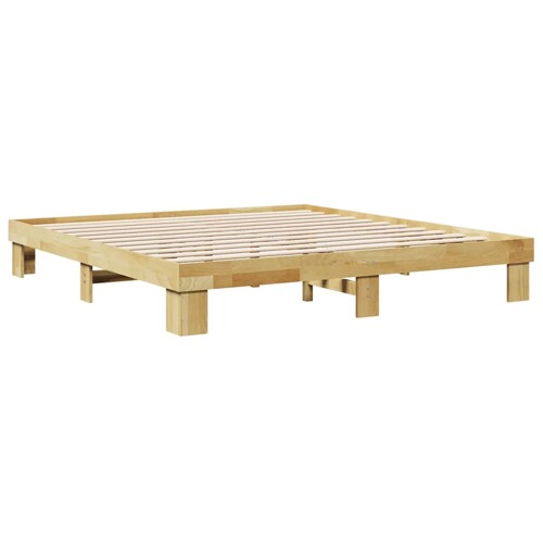 Okvir kreveta bez madraca 200 x 200 cm puno drvo hrast - NOVO
