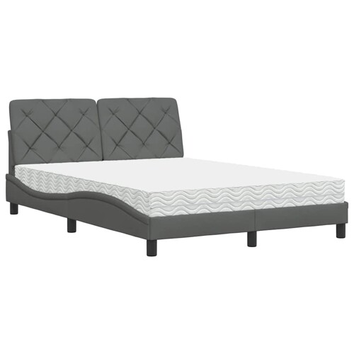 Krevet s madracem tamnosivi 140x190 cm od tkanine - NOVO