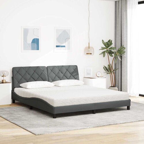 Krevet s madrac svjetlosivi 180x200cm tkanina - NOVO
