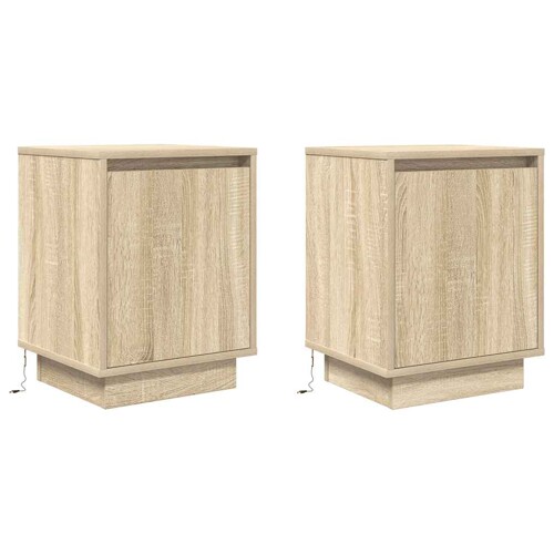 Noćni ormarići s LED svjetlima 2 kom boja hrasta 38x34x50 cm - NOVO