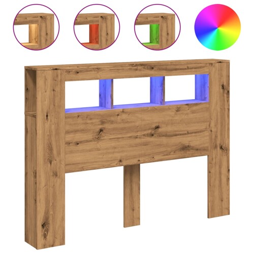 LED uzglavlje boja hrasta artisan 140x18,5x103,5 cm drveni - NOVO