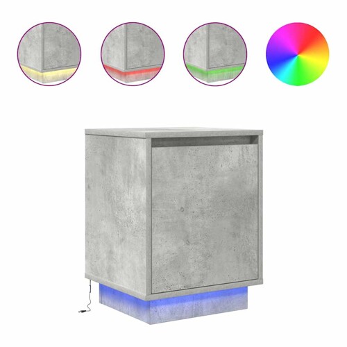Noćni ormarići s LED svjetlima 2 kom boja betona 38x34x50 cm - NOVO