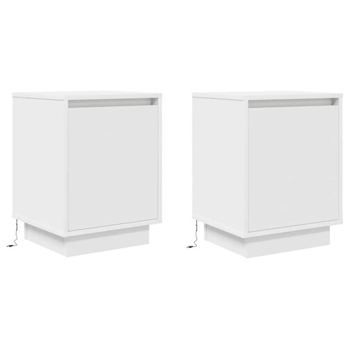 Noćni ormarići s LED svjetlima 2 kom bijeli 38x34x50 cm - NOVO