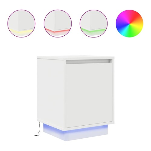 Noćni ormarići s LED svjetlima 2 kom bijeli 38x34x50 cm - NOVO