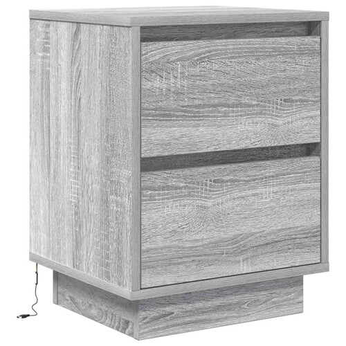 Noćni ormarić s LED svjetlima siva boja hrasta 38x34x50 cm - NOVO