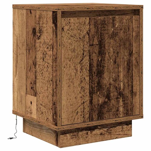 Noćni ormarić s LED svjetlima boja drva 38x34x50 cm - NOVO