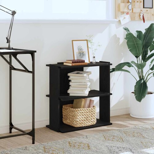 Regal za knjige s 3 razine crni 60x30x60 cm konstruirano drvo - NOVO