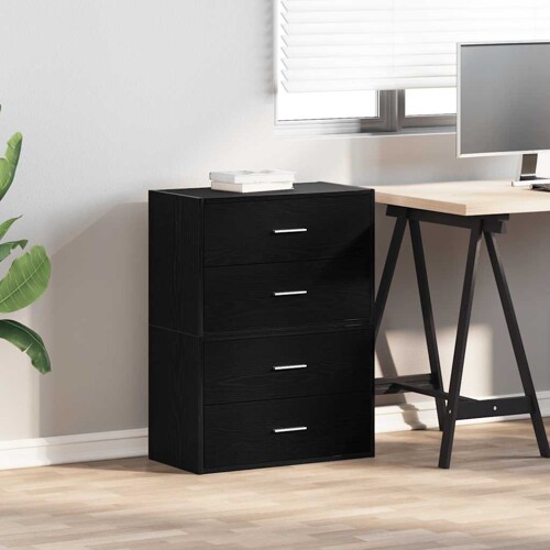 Ormari s 2 ladice 2 kom crni hrast 60x31x40cm konstruirano drvo - NOVO