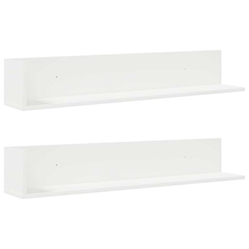 Zidne police 2 kom bijele 100x16,5x16,5 cm konstruirano drvo - NOVO