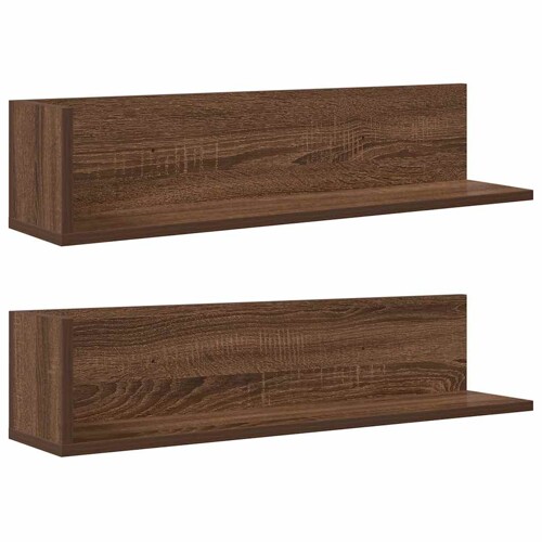 Zidne police 2 kom smeđi hrast 75x16,5x16,5cm konstruirano drvo - NOVO