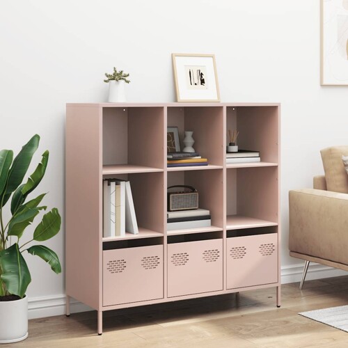 Visoka komoda ružičasta 101,5x39x103,5 cm od čelika - NOVO