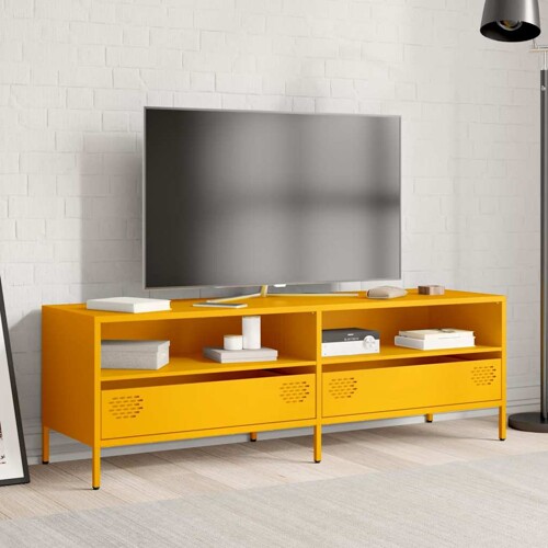 TV ormarić boja senfa 135x39x43,5 cm čelični - NOVO