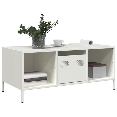 Stolić za kavu bijeli 101,5x50x43,5 cm hladno valjani čelik - NOVO