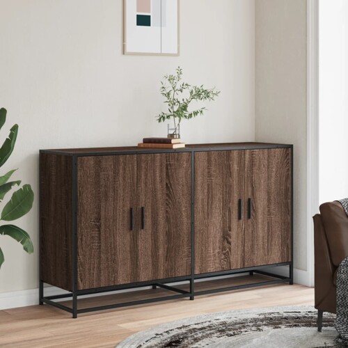 Komoda smeđi hrast 134x35x76 cm konstruirano drvo - NOVO