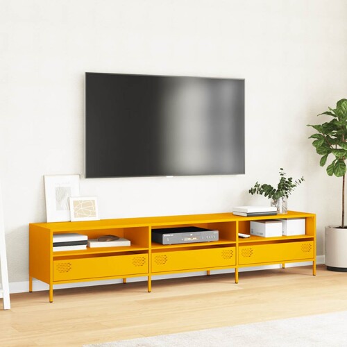 TV ormarić senf žuta 202x39x43,5 cm hladno valjani čelik - NOVO
