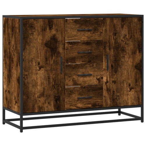 Komoda dimljeni hrast 92x35x76 cm konstruirano drvo - NOVO