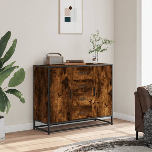 Komoda dimljeni hrast 92x35x76 cm konstruirano drvo - NOVO