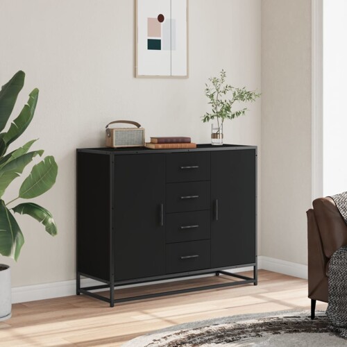 Komoda crna 92x35x76 cm od konstruiranog drva - NOVO