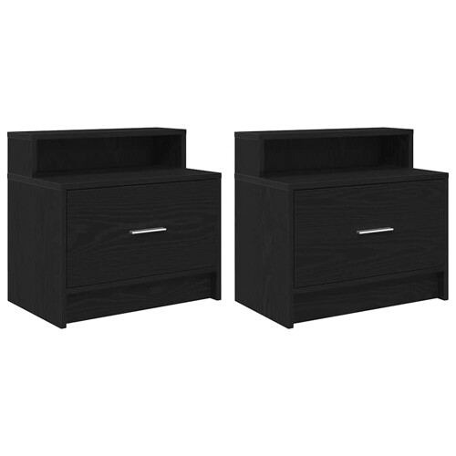 Noćni ormarići s ladicom 2 kom crni hrast 51x31x47 cm - NOVO