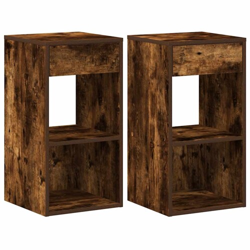 Noćni ormarići s ladicom 2 kom dimljeni hrast 35x34x66,5 cm - NOVO