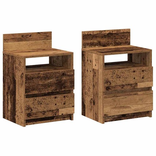 Noćni ormarići 2 kom s 2 ladice staro drvo 40x33x60 cm - NOVO