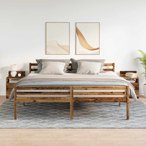 Noćni ormarići 2 kom s 2 ladice staro drvo 40x33x60 cm - NOVO