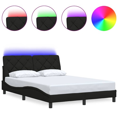 Okvir kreveta s LED-om bez madraca crni 140 x 190 cm od tkanine - NOVO