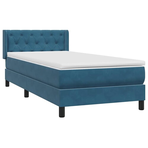 Box spring krevet s madracem tamnoplavi 80x220 cm baršunasti - NOVO