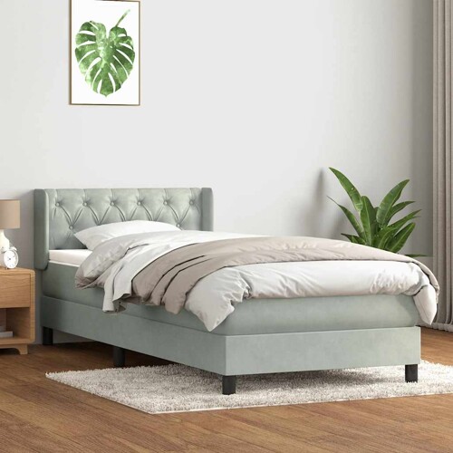 Box Spring krevet s madracem svijetlo sivi 80x220 cm samt - NOVO