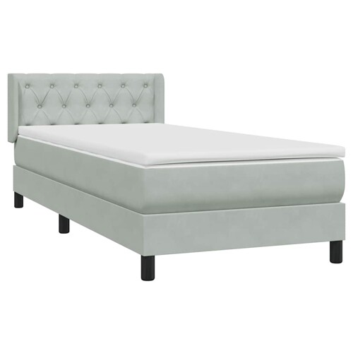 Box Spring krevet s madracem svijetlo sivi 80x220 cm samt - NOVO