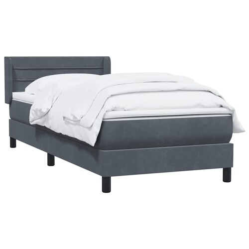 Box Spring krevet s madracem tamno sivi 80x210 cm baršun - NOVO
