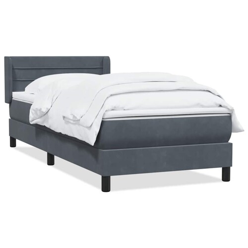 Box Spring krevet s madracem tamno sivi 80x210 cm baršun - NOVO