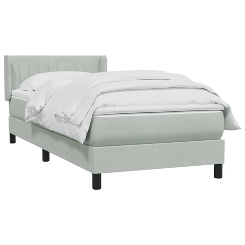 Box Spring krevet s madracem svijetlo sivi 80x210 cm baršun - NOVO